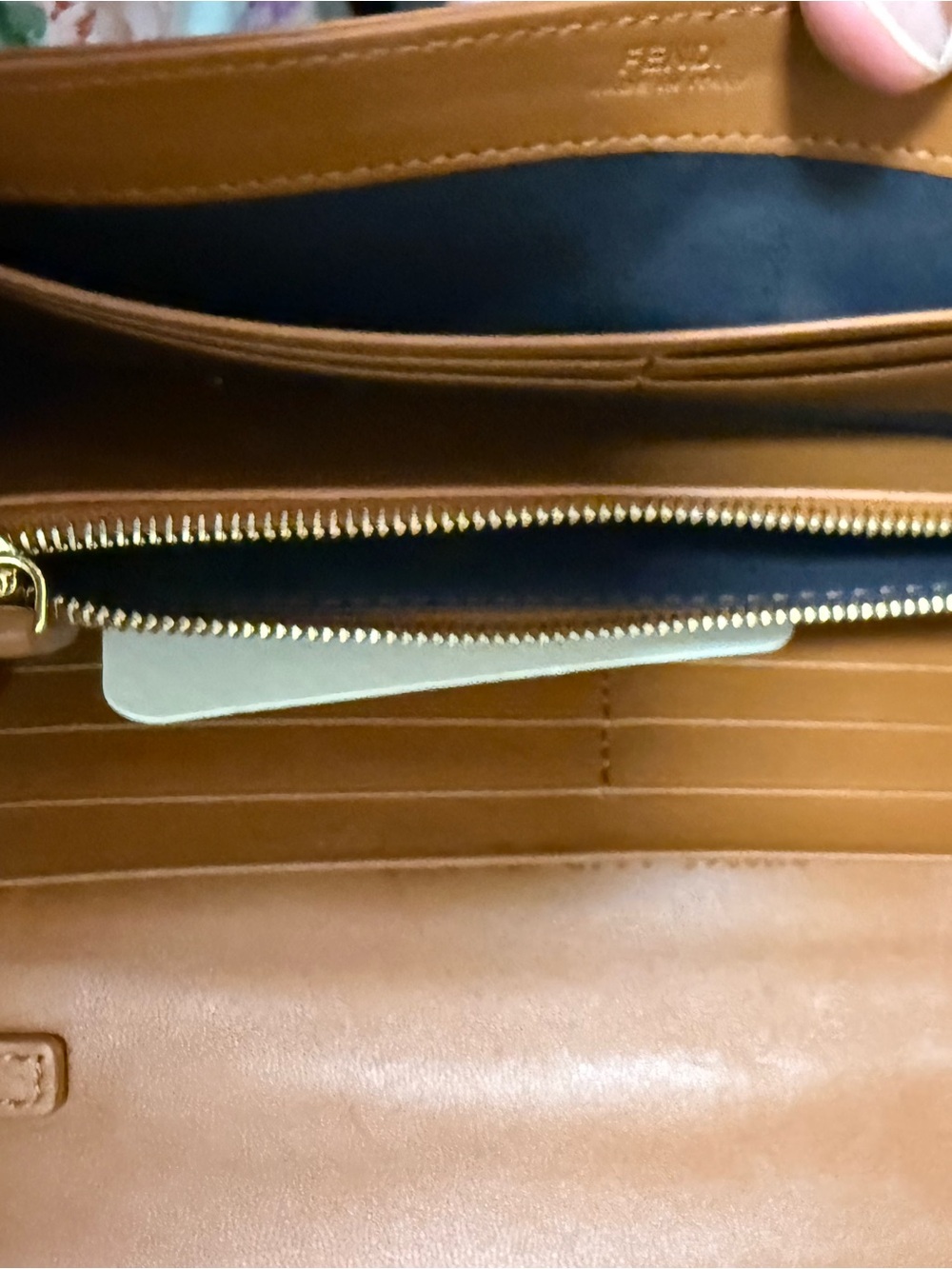 Fendi Embossed Leather Clutch in Cognac with Gold-Tone Hardware - Picture 6 of 7